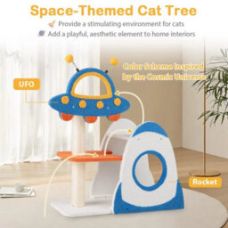 4 Level Cute Cat Tree Tower Activity Center W/ Ufo Shaped Top Perch - thumbnail 6