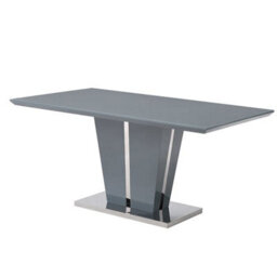 Furniture in Fashion Memphis Large High Gloss Dining Table In Grey With Glass Top - thumbnail 2