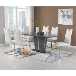 Furniture in Fashion Memphis Large High Gloss Dining Table In Grey With Glass Top - thumbnail 6