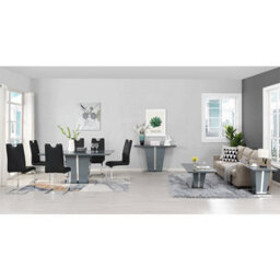 Furniture in Fashion Memphis Large High Gloss Dining Table In Grey With Glass Top - thumbnail 7