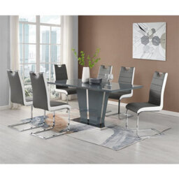 Furniture in Fashion Memphis Large High Gloss Dining Table In Grey With Glass Top - thumbnail 5