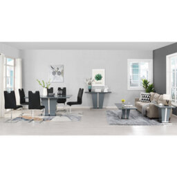 Furniture in Fashion Memphis Large High Gloss Dining Table In Grey With Glass Top - thumbnail 8