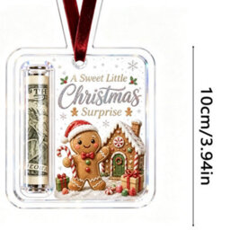 Amorly 3 Pack Christmas Acrylic Cash Holder Ornament Money Holder Hanging Decoration For Christmas Tree Gift - thumbnail 2