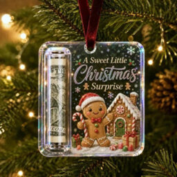 Amorly 3 Pack Christmas Acrylic Cash Holder Ornament Money Holder Hanging Decoration For Christmas Tree Gift - thumbnail 1
