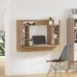Berkfield Modern Wall-Mounted Desk Artisan Oak 105X48X75 Cm Engineered Wood - thumbnail 4