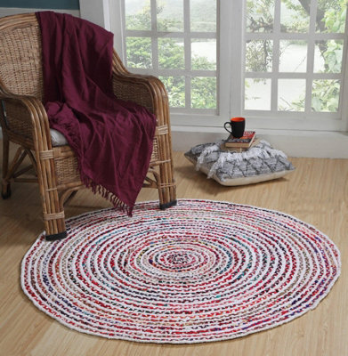 Second Nature Online Carnival Round Bedroom Rug Ethical Source With Recycled Fabric / 120 Cm Diameter - image 1
