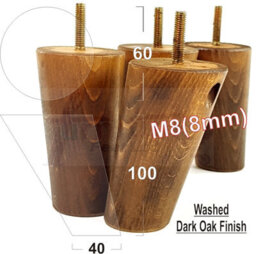 L&F Wood Legs Dark Oak Washed 100mm High Set Of 4 Replacement Furniture Feet Settee Chairs Sofas Footstools M8 - thumbnail 1
