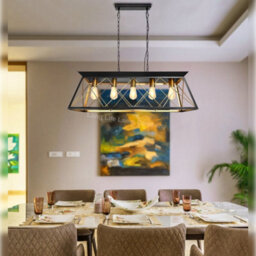 Long Life Lamps Company Large Vintage Black Hanging Ceiling Lantern Cage 5 Fitting Brass Pendant Light H3116 - thumbnail 9