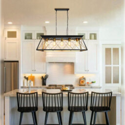 Long Life Lamps Company Large Vintage Black Hanging Ceiling Lantern Cage 5 Fitting Brass Pendant Light H3116 - thumbnail 8
