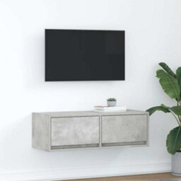 Berkfield Tv Cabinet Concrete Grey 80X31X25.5 Cm Engineered Wood - thumbnail 1