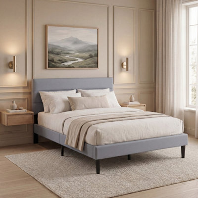 Vida Designs Vandura Double Ottoman Storage Upholstered Bed Frame 144 cm Linen Fabric Headboard, Light Grey - image 1