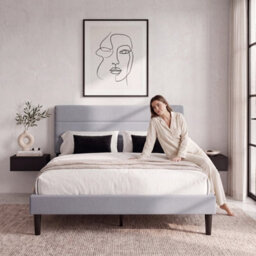 Vida Designs Vandura Double Ottoman Storage Upholstered Bed Frame 144 cm Linen Fabric Headboard, Light Grey - thumbnail 2