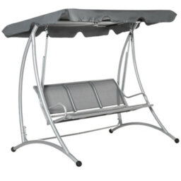 Outsunny 3 Seat Metal Fabric Backyard Balcony Patio Swing Chair W/ Canopy Grey - thumbnail 2