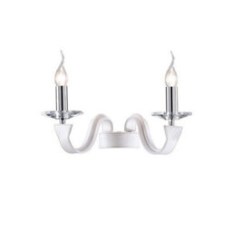 Luminosa Lighting Luminosa Nardini Wall Lamp 2 Light E14 Polished Chrome/white Faux Leather/crystal