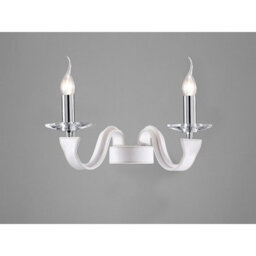 Luminosa Lighting Luminosa Nardini Wall Lamp 2 Light E14 Polished Chrome/white Faux Leather/crystal - thumbnail 2