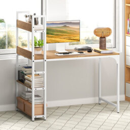 Costway Computer Desk 120 Cm Study Writing Desk With Charging Station-Natural - thumbnail 4