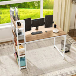 Costway Computer Desk 120 Cm Study Writing Desk With Charging Station-Natural - thumbnail 5