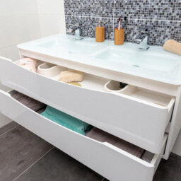 Plum&clay Eden Gloss White Wall Hung Vanity Unit With White Glass Basin (W)1200mm - thumbnail 5