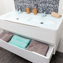 Plum&clay Eden Gloss White Wall Hung Vanity Unit With White Glass Basin (W)1200mm - thumbnail 6