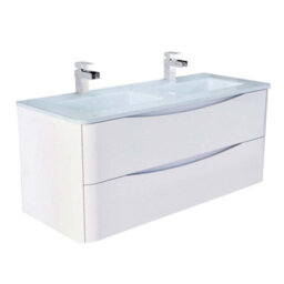 Plum&clay Eden Gloss White Wall Hung Vanity Unit With White Glass Basin (W)1200mm