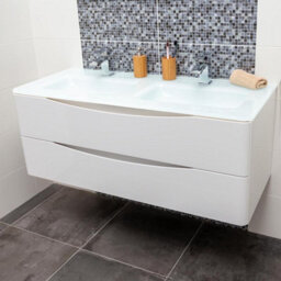 Plum&clay Eden Gloss White Wall Hung Vanity Unit With White Glass Basin (W)1200mm - thumbnail 4
