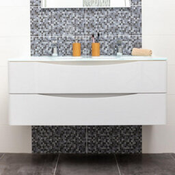 Plum&clay Eden Gloss White Wall Hung Vanity Unit With White Glass Basin (W)1200mm - thumbnail 3