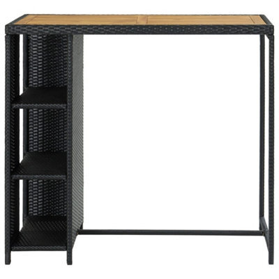 Berkfield Durable Bar Table With Storage Rack Black 120X60X110 Cm Poly Rattan - image 1