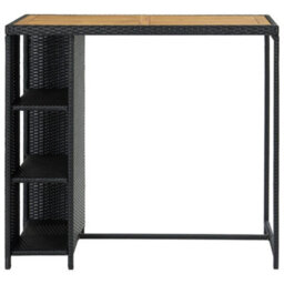 Berkfield Durable Bar Table With Storage Rack Black 120X60X110 Cm Poly Rattan