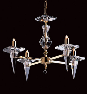 Luminosa Lighting Luminosa Pescara Optical Glass Gold 4 Arm Chandelier