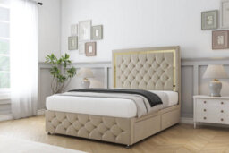 "Sloomy Sofia Gold Almond Coniston Divan Bed Set 2 Drawers Right Side  26"" Strutted  & 12"" Footboard 4'6 Double" - thumbnail 2
