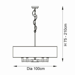 Luminosa Lighting Luminosa Grande Cylindrical Pendant Ceiling Light Matt Nickel Plate, Grey Fabric, 5X E27 - thumbnail 6