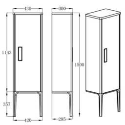 Plum&clay Canaria Blue Bathroom Tall Storage Cabinet With 2 Legs (H)1500mm (W)430mm - thumbnail 3