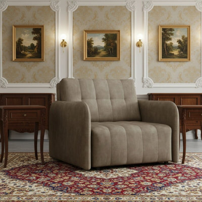 Viva Grand I Upholstered Sofa Bed With Storage Pocket Wavy Spring Wooden Legs Living Room 85X95X98Cm Capuccino - image 1