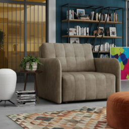 Viva Grand I Upholstered Sofa Bed With Storage Pocket Wavy Spring Wooden Legs Living Room 85X95X98Cm Capuccino - thumbnail 3