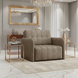 Viva Grand I Upholstered Sofa Bed With Storage Pocket Wavy Spring Wooden Legs Living Room 85X95X98Cm Capuccino - thumbnail 2