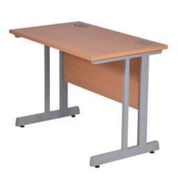 RB UK Nautilus Designs Computer Desk Beech Top Silver Frame Workstation With Cable Management For Home Office, Gaming (W)1200M
