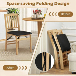 Dining Chair Set Of 2 Folding Chairs With Padded Seat - thumbnail 6