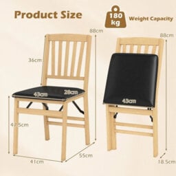 Dining Chair Set Of 2 Folding Chairs With Padded Seat - thumbnail 2