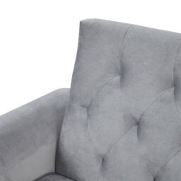 3 Seater Sofa Bed,  225Cm Velvet Click Clack Sofa Bed With Solid Wood Legs - Grey - thumbnail 3