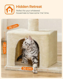 Songmics Cat Tower, Cat Tree, L, Deluxe Cat Condo, Spacious Cat Perch, Dual Cat Hideaways, Scratching Post, Beige - thumbnail 6