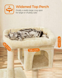 Songmics Cat Tower, Cat Tree, L, Deluxe Cat Condo, Spacious Cat Perch, Dual Cat Hideaways, Scratching Post, Beige - thumbnail 3