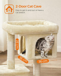 Songmics Cat Tower, Cat Tree, L, Deluxe Cat Condo, Spacious Cat Perch, Dual Cat Hideaways, Scratching Post, Beige - thumbnail 4