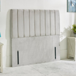 Apollo - Silver Plush Velvet Ottoman Bed With Vertical Lines Upholstered Headboard End Lift - thumbnail 3