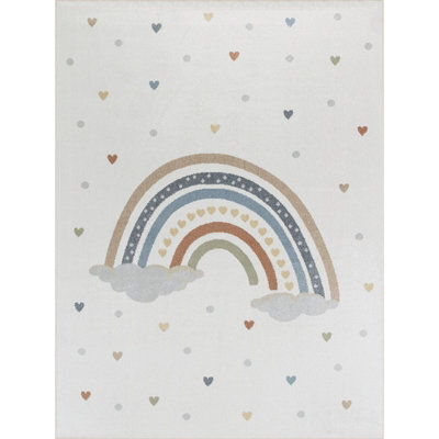 Livabliss Lillian-Kids Beige Orange Blue Green Washable Rug For Children's Rooms 140 X 200 Cm Easy Care, Non Shedding - image 1