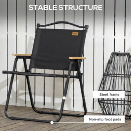 Outsunny Lightweight Portable Folding Chair For Camping, Fishing, Black - thumbnail 7