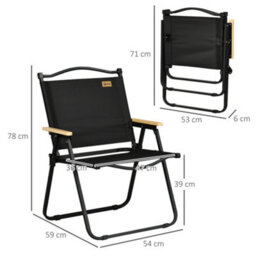 Outsunny Lightweight Portable Folding Chair For Camping, Fishing, Black - thumbnail 3
