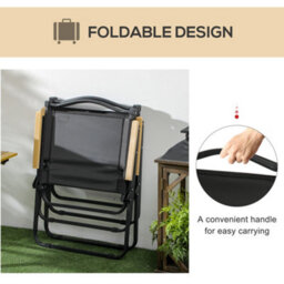Outsunny Lightweight Portable Folding Chair For Camping, Fishing, Black - thumbnail 5