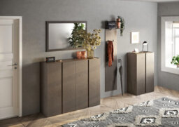 FurniComp LTD Furnicomp Chelsea 2 Door Bronze And Mercure Oak Large 25 Pair Shoe Storage Cupboard - thumbnail 4