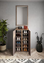 FurniComp LTD Furnicomp Chelsea 2 Door Bronze And Mercure Oak Large 25 Pair Shoe Storage Cupboard - thumbnail 3
