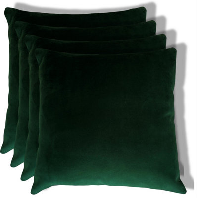 Beautiful Beanbags Set Of 4 Plush Velvet Scatter Cushions Complete With Cushion Pads Furniture Cushions With Inserts 4 Plush Velvet Cushions -Emerald - image 1